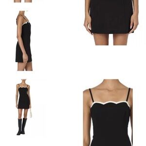 NWT French Connection Black Mini Dress with White Scallop Trim
